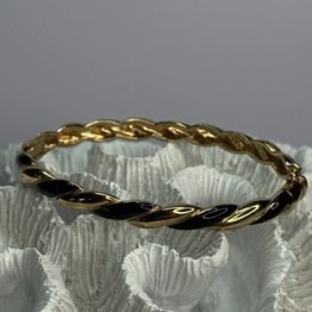 Bangle 925 Sterling Silver Gold Plated Onyx Bracelet