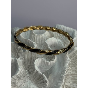Bangle 925 Sterling Silver Gold Plated Onyx Bracelet