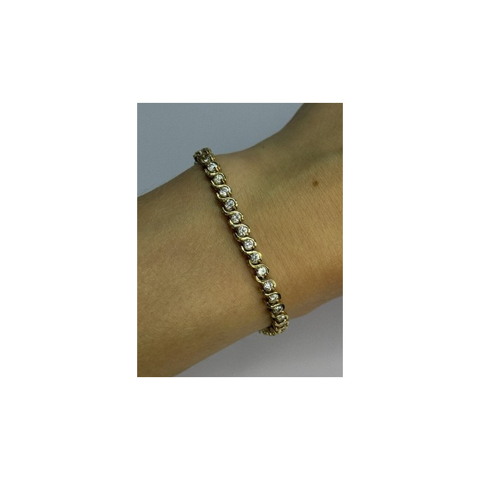 925 Sterling Silver Gold Plated CZ Bracelet Length 7 Inch