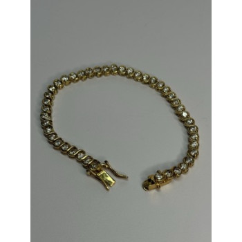 925 Sterling Silver Gold Plated CZ Bracelet Length 7 Inch