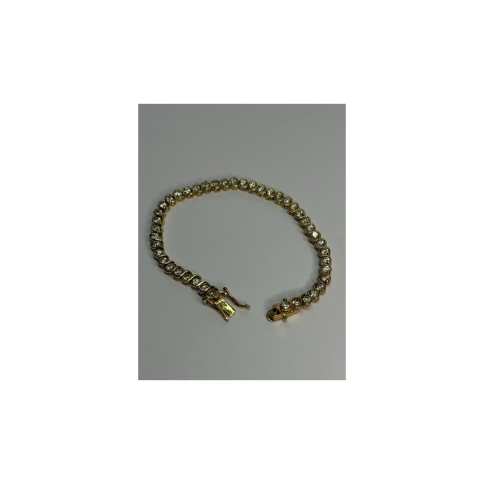 925 Sterling Silver Gold Plated CZ Bracelet Length 7 Inch