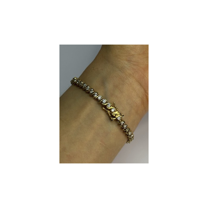 925 Sterling Silver Gold Plated CZ Bracelet Length 7 Inch