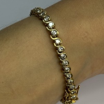 925 Sterling Silver Gold Plated CZ Bracelet Length 7 Inch