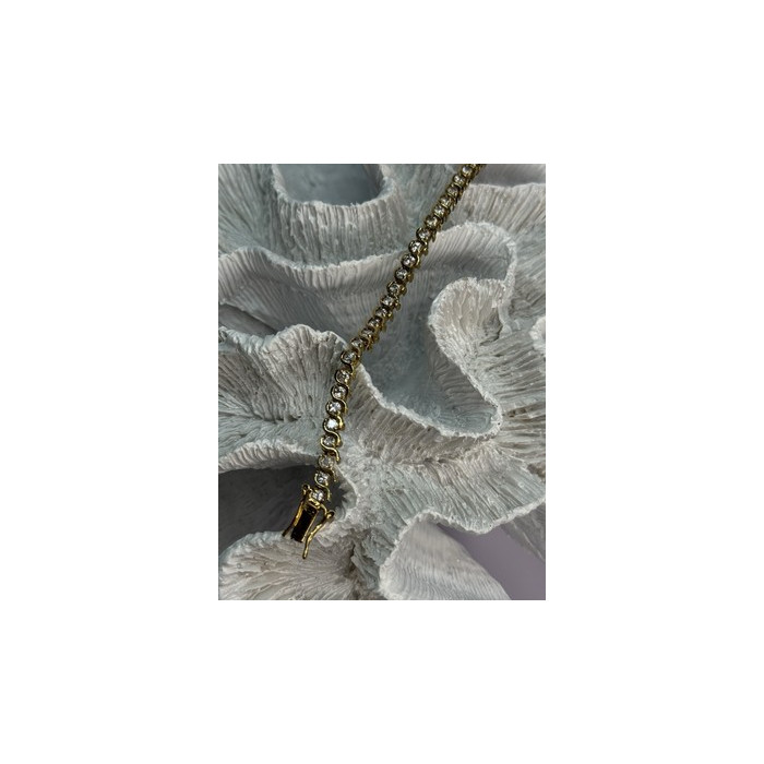 925 Sterling Silver Gold Plated CZ Bracelet Length 7 Inch