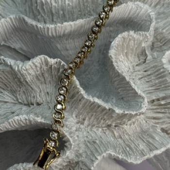 925 Sterling Silver Gold Plated CZ Bracelet Length 7 Inch