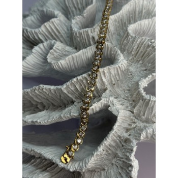 925 Sterling Silver Gold Plated CZ Bracelet Length 7 Inch