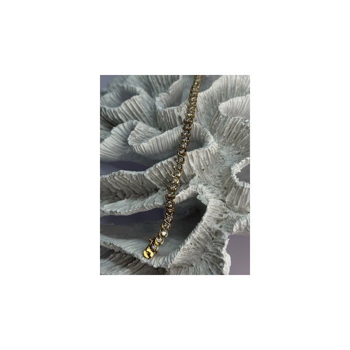 925 Sterling Silver Gold Plated CZ Bracelet Length 7 Inch