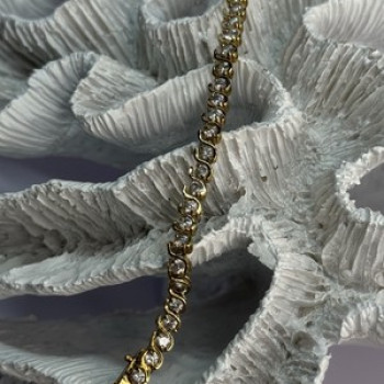 925 Sterling Silver Gold Plated CZ Bracelet Length 7 Inch