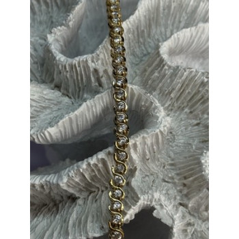 925 Sterling Silver Gold Plated CZ Bracelet Length 7 Inch