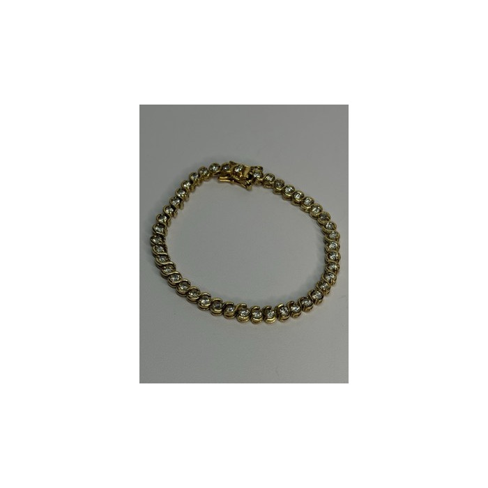 925 Sterling Silver Gold Plated CZ Bracelet Length 7 Inch