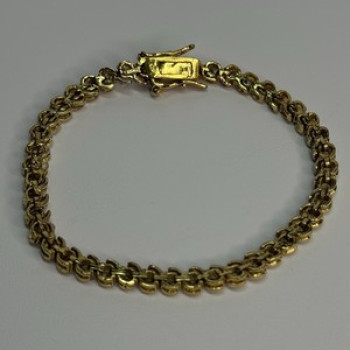 925 Sterling Silver Gold Plated CZ Bracelet Length 7 Inch
