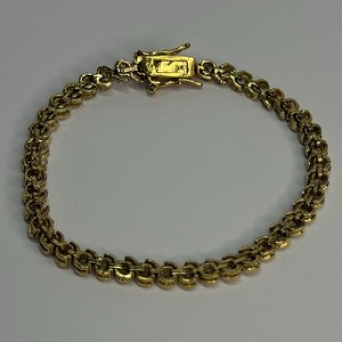 925 Sterling Silver Gold Plated CZ Bracelet Length 7 Inch