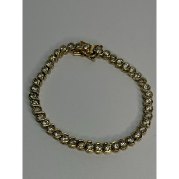 925 Sterling Silver Gold Plated CZ Bracelet Length 7 Inch