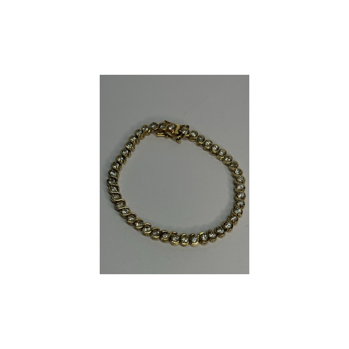 925 Sterling Silver Gold Plated CZ Bracelet Length 7 Inch