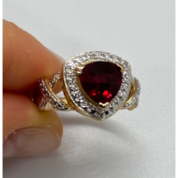 925 Sterling Silver Gold Plated Spinel Ring Size 7