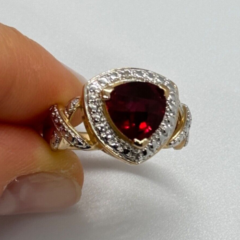 925 Sterling Silver Gold Plated Spinel Ring Size 7