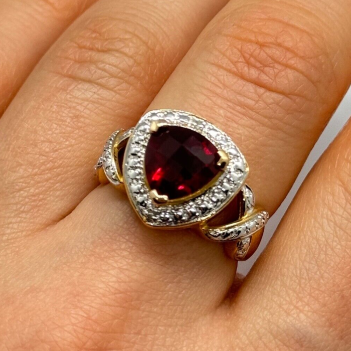 925 Sterling Silver Gold Plated Spinel Ring Size 7
