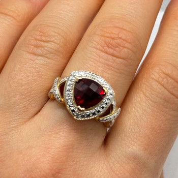 925 Sterling Silver Gold Plated Spinel Ring Size 7