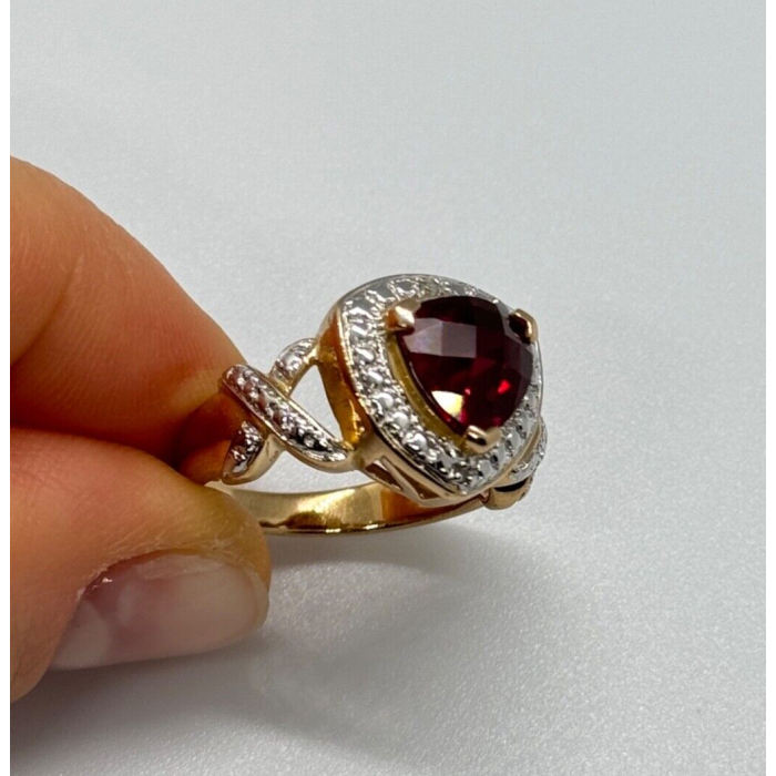 925 Sterling Silver Gold Plated Spinel Ring Size 7