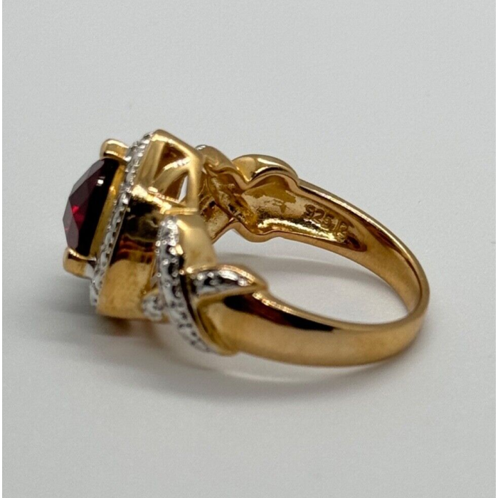 925 Sterling Silver Gold Plated Spinel Ring Size 7