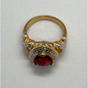 925 Sterling Silver Gold Plated Spinel Ring Size 7