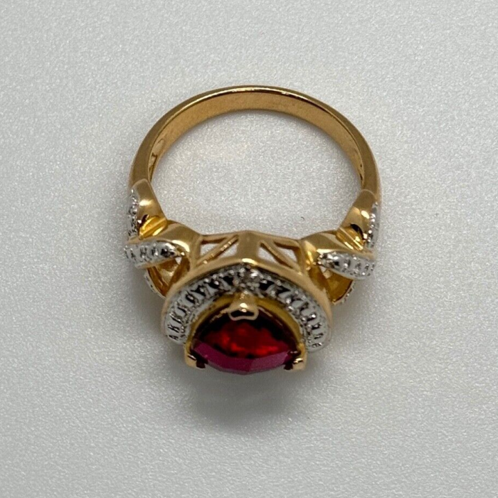 925 Sterling Silver Gold Plated Spinel Ring Size 7