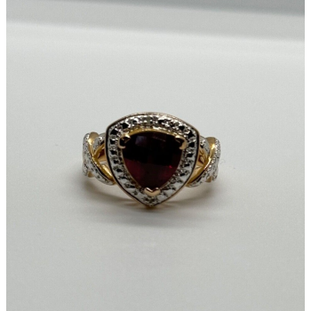 925 Sterling Silver Gold Plated Spinel Ring Size 7