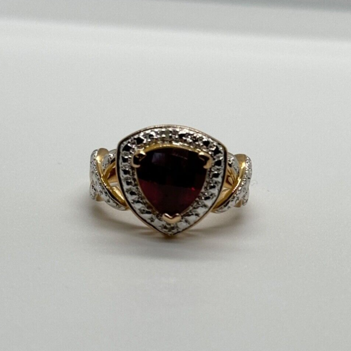 925 Sterling Silver Gold Plated Spinel Ring Size 7