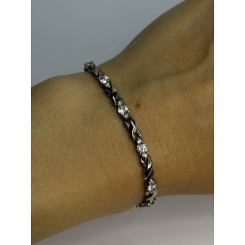 Beautiful 925 Sterling Silver CZ Bracelet Length 7 Inch