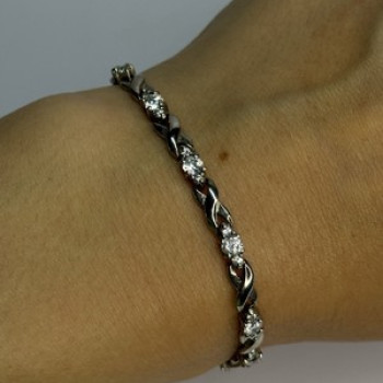 Beautiful 925 Sterling Silver CZ Bracelet Length 7 Inch