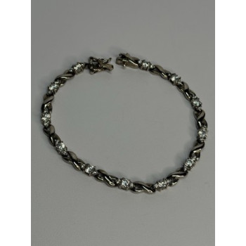 Beautiful 925 Sterling Silver CZ Bracelet Length 7 Inch