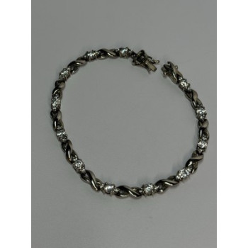 Beautiful 925 Sterling Silver CZ Bracelet Length 7 Inch