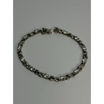 Beautiful 925 Sterling Silver CZ Bracelet Length 7 Inch