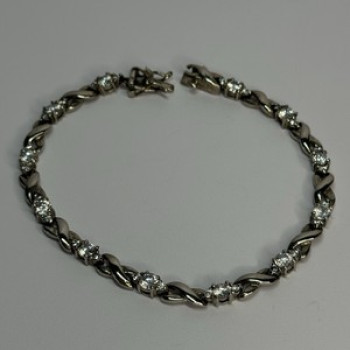 Beautiful 925 Sterling Silver CZ Bracelet Length 7 Inch