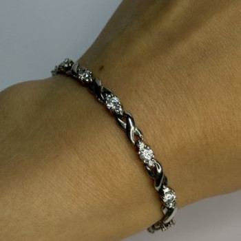 Beautiful 925 Sterling Silver CZ Bracelet Length 7 Inch
