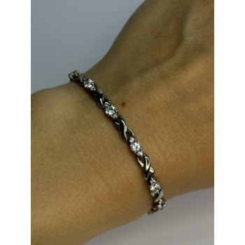 Beautiful 925 Sterling Silver CZ Bracelet Length 7 Inch