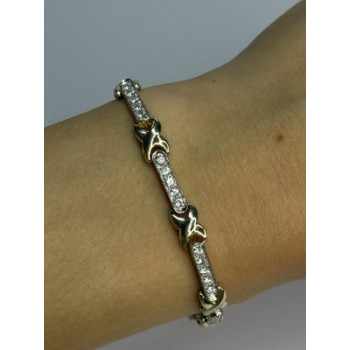 Elegant 925 Sterling Silver CZ Bracelet Length 7.5 Inch