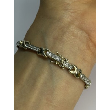 Elegant 925 Sterling Silver CZ Bracelet Length 7.5 Inch