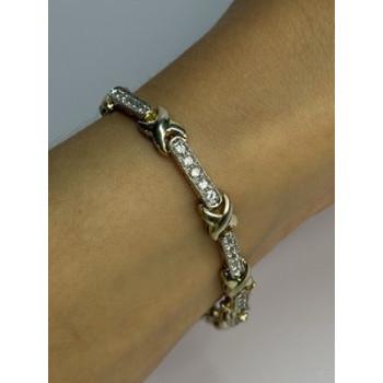 Elegant 925 Sterling Silver CZ Bracelet Length 7.5 Inch