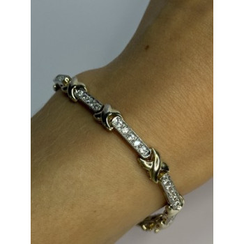 Elegant 925 Sterling Silver CZ Bracelet Length 7.5 Inch