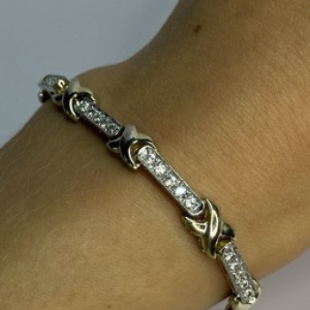 Elegant 925 Sterling Silver CZ Bracelet Length 7.5 Inch