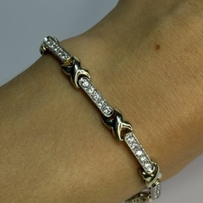 Elegant 925 Sterling Silver CZ Bracelet Length 7.5 Inch