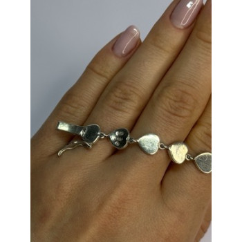 Vintage 925 Sterling Silver Marcasite Heart Bracelet Length 7 Inch