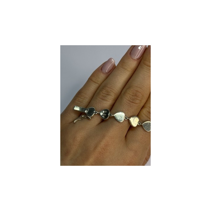 Vintage 925 Sterling Silver Marcasite Heart Bracelet Length 7 Inch