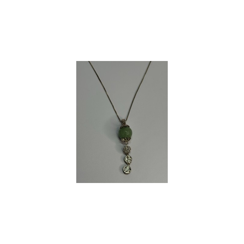 925 Sterling Silver Jadeite Necklace Length 18 Inch