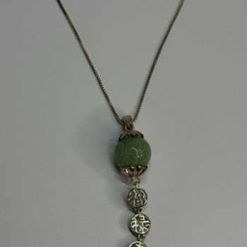 925 Sterling Silver Jadeite Necklace Length 18 Inch