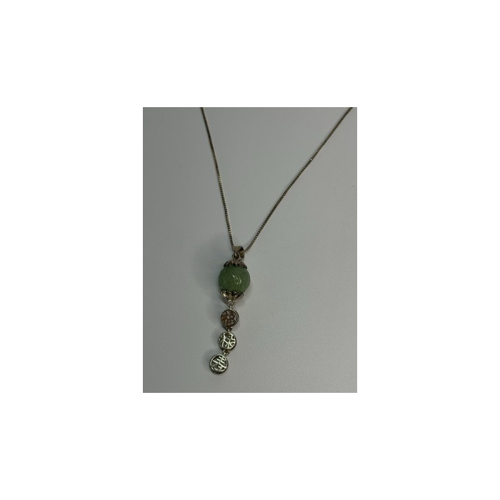 925 Sterling Silver Jadeite Necklace Length 18 Inch