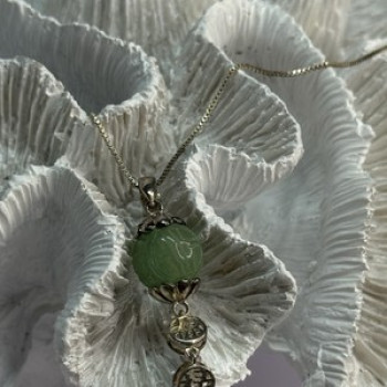 925 Sterling Silver Jadeite Necklace Length 18 Inch