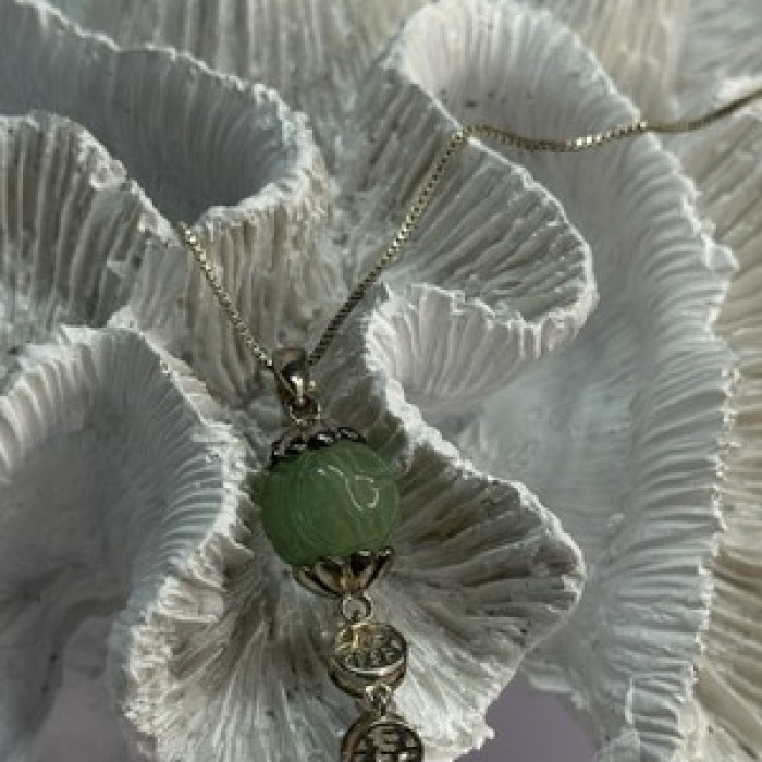 925 Sterling Silver Jadeite Necklace Length 18 Inch