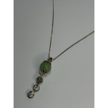 925 Sterling Silver Jadeite Necklace Length 18 Inch